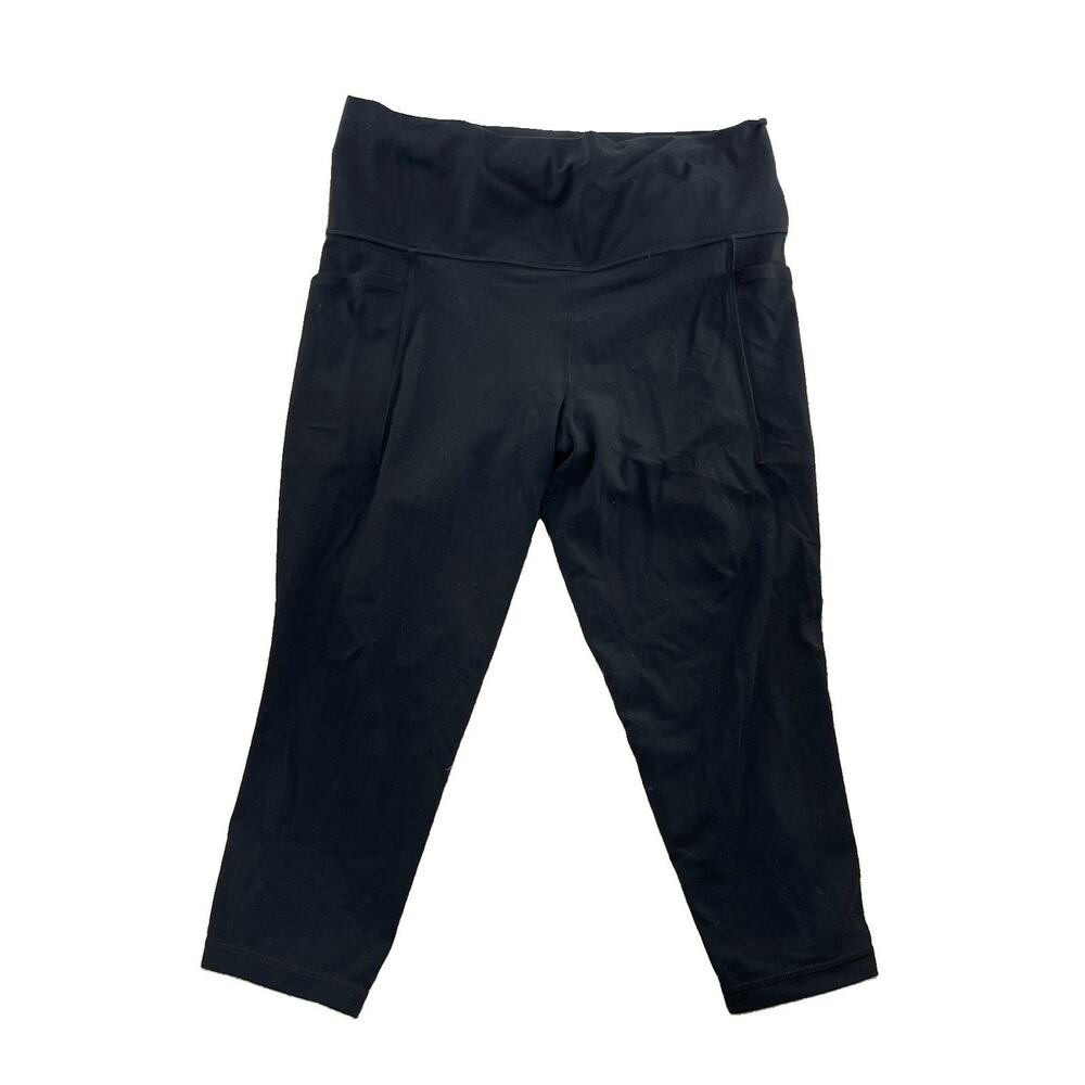 Athleta Salutation Stash Pocket II Capri Large Women Black Athleisure 18 In 66-2